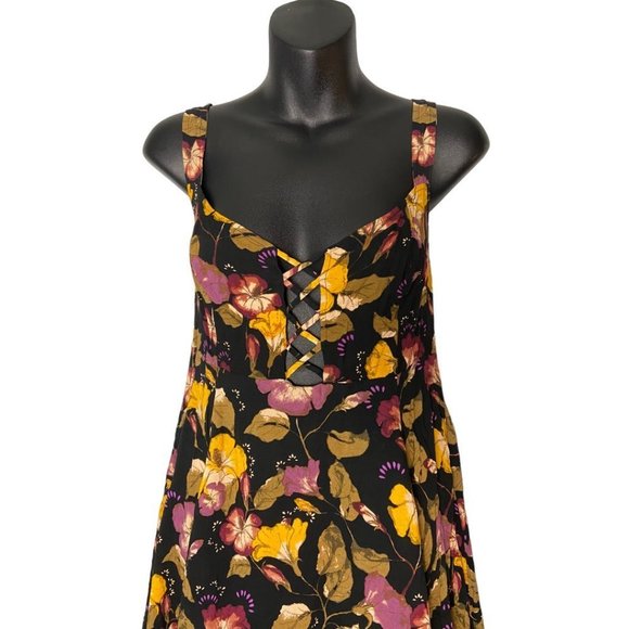 Free People Lattice Lovers Floral Ruffle Mini Slip Dress Size Small - Picture 5 of 12